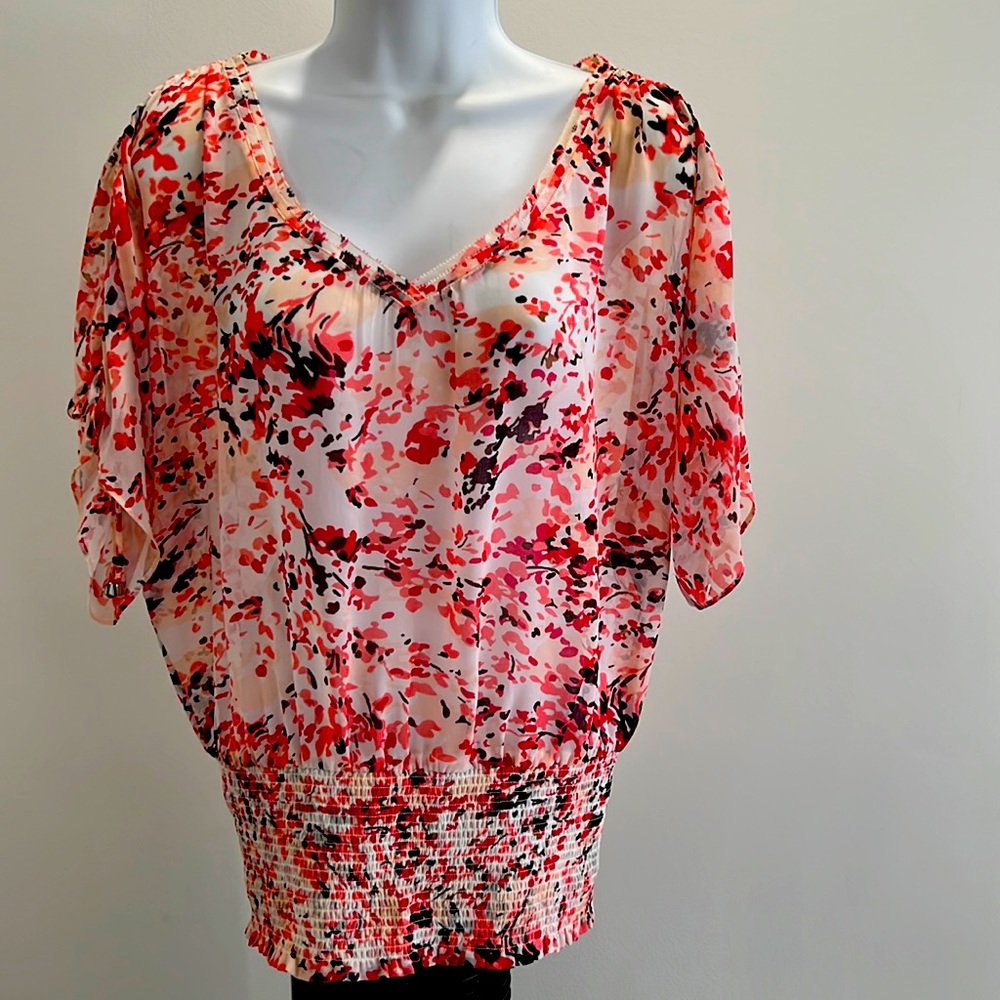 Whbm Multi Color Top With Cinched Band At Hips - image 1